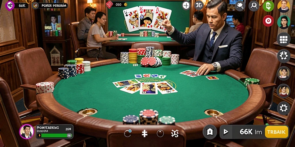 Tampilan gameplay Poker yang seru dan menantang di 66K.