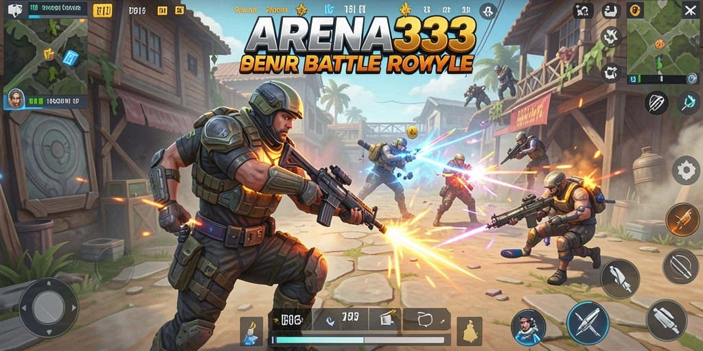 Tampilan aksi seru dari gameplay ARENA333 Battle Royale.
