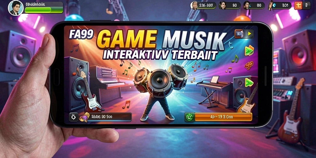 Tampilan gameplay FA99 yang menampilkan berbagai tantangan musik.