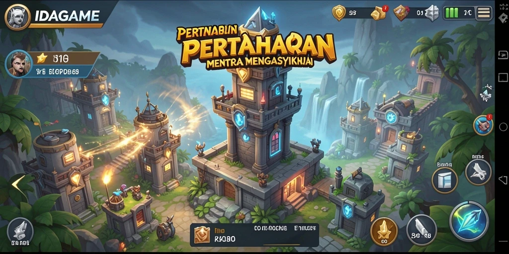 Tampilan gameplay seru di IDAGAME dengan menara pertahanan strategis.