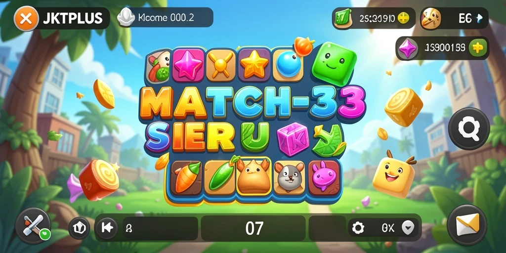 Tampilan gameplay JKTPLUS dengan elemen match-3 yang menarik.