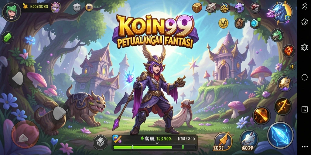 Gameplay KOIN99 menampilkan aksi petualangan seru yang mendebarkan.