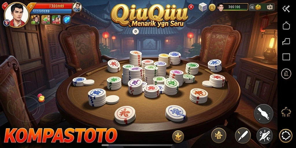 Tampilan gameplay seru di KOMPASTOTO saat bermain QiuQiu.