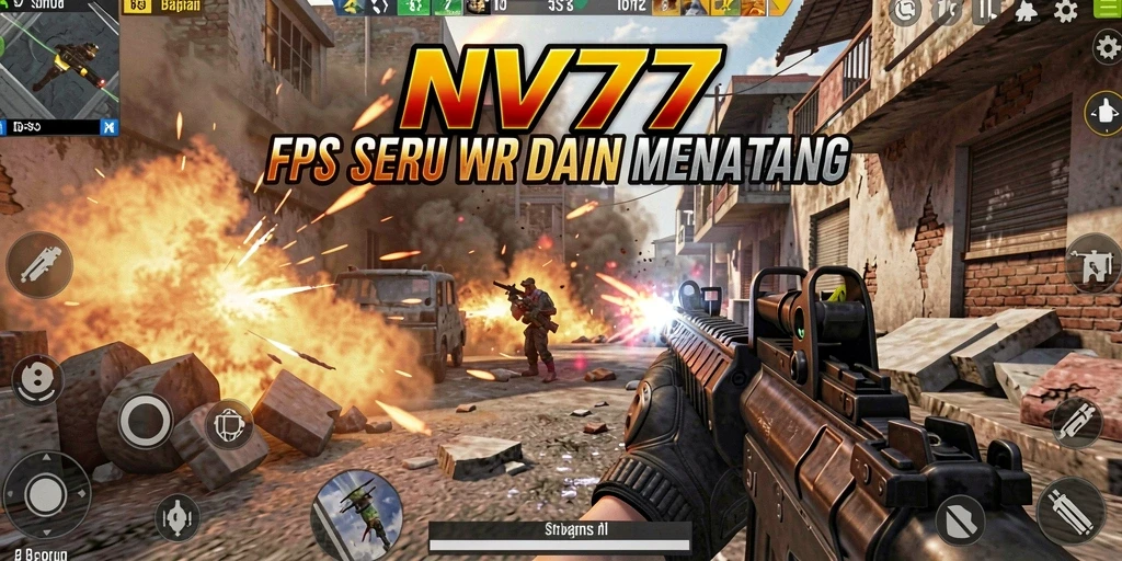 Screenshot utama NV77 menampilkan aksi seru dalam gameplay FPS.