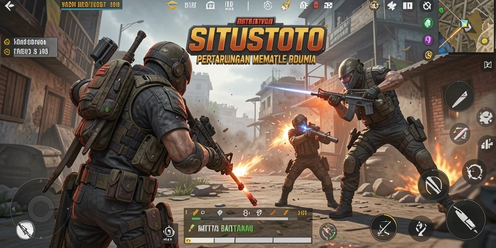Tampilan gameplay menarik dari SITUSTOTO yang menunjukkan pertempuran Battle Royale.