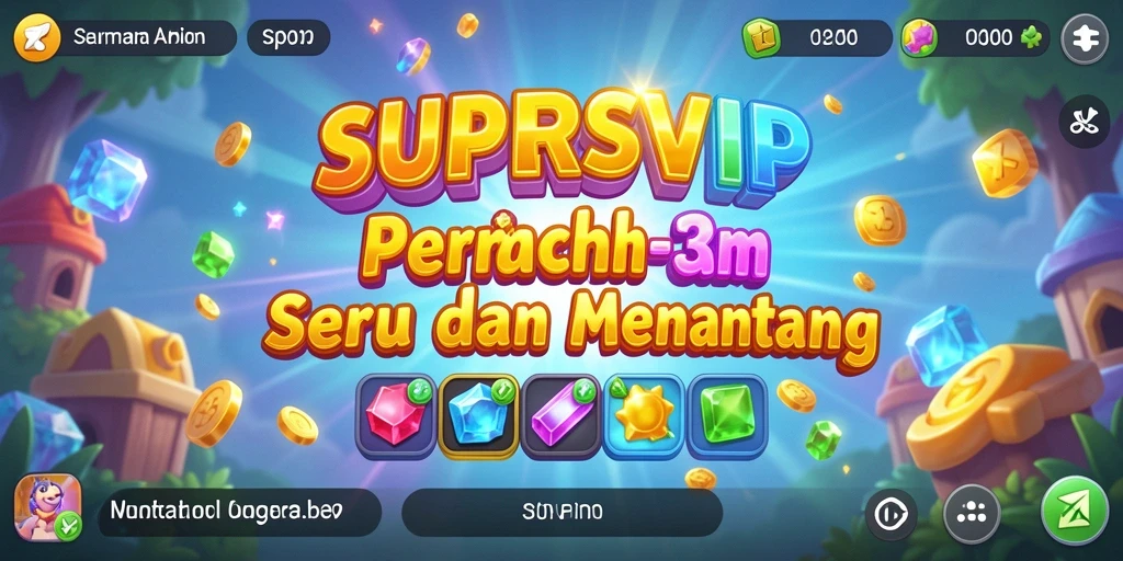 Tampilan gameplay menarik di SUPERSVIP dengan elemen Match-3 yang berwarna-warni.
